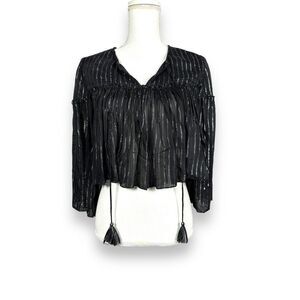 NSR Napean Sea Rd Boho Sheer Crop Blouse NWT